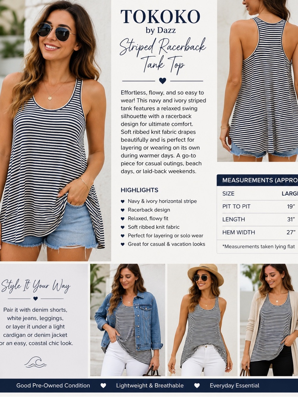 Striped Black and White Sleeveless Tank Top